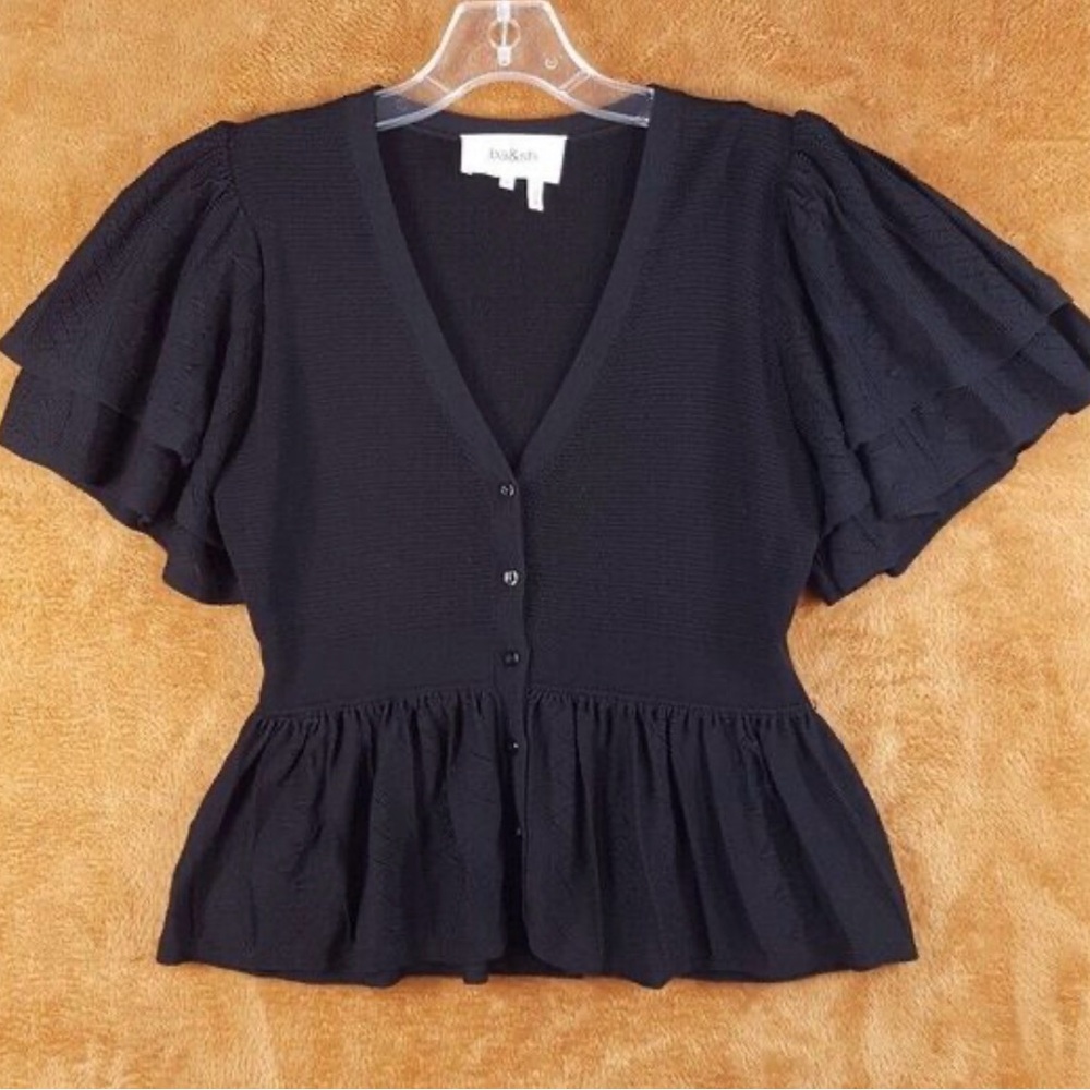 ba&sh Elegant Stockholm style Black Button-Up Blouse